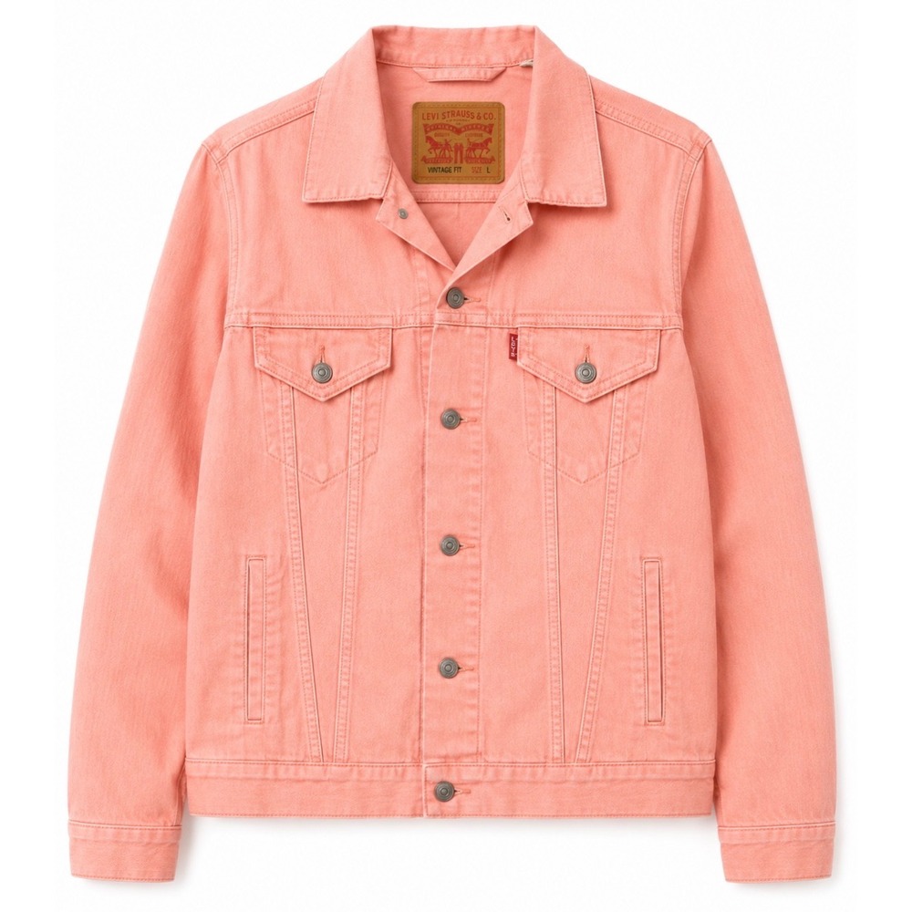 Levi's Vintage Fit Pink Denim Trucker Jacket Women's L Oversized Cotton Stretch